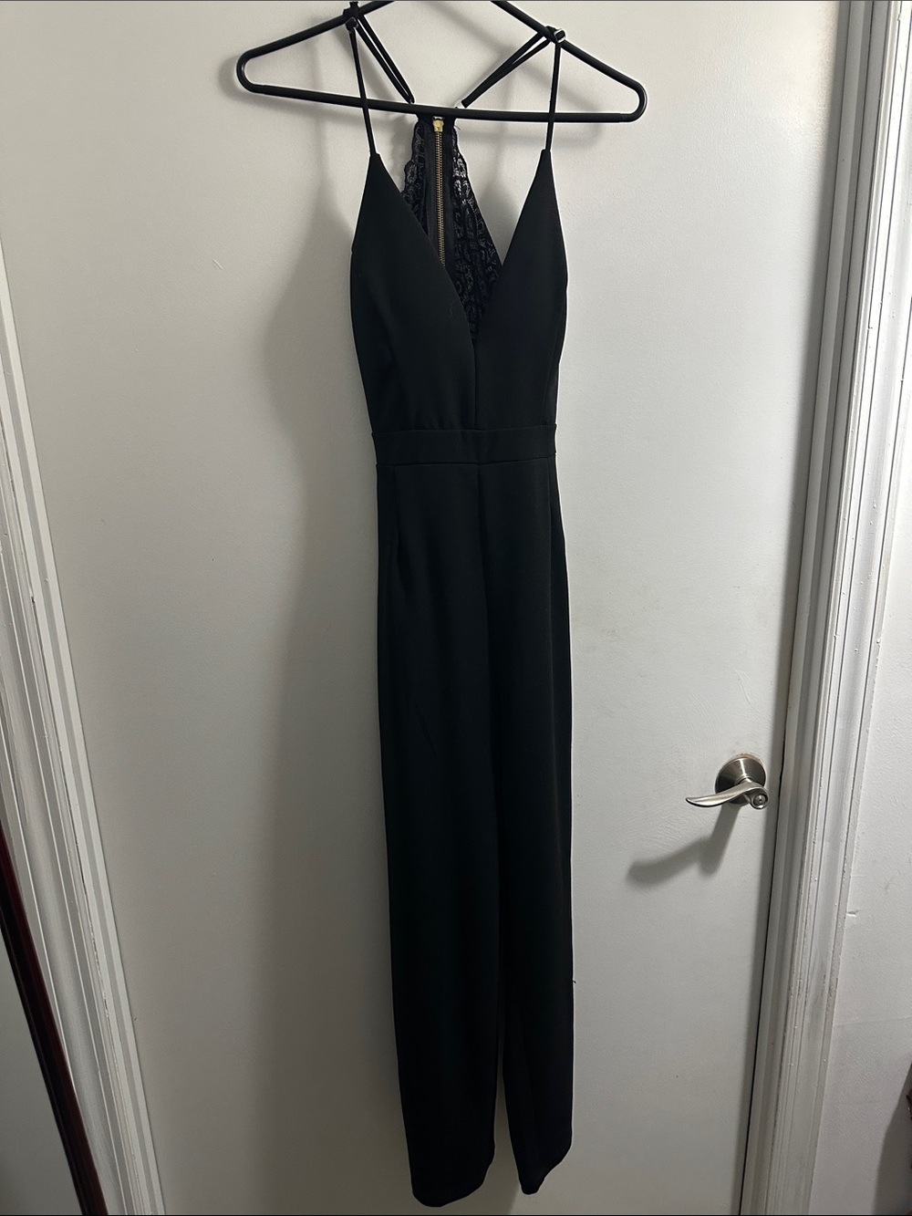Emerald Sundae Black Lace-Back Jumpsuit